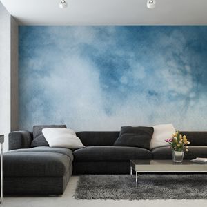 Muralo XXL netkaná FOTOTAPETA modrá OMBRE akvarel dekor (š) 520 cm x (v) 318 cm tapeta na zeď Obývací pokoj Ložnice 4698