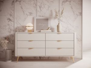 GrainGold Kommode Latina - Kommode mit Schubladen - Sideboard, TV-Kommode - Kommode Beige