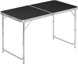 WOLTU Kempingový stôl Skladací stôl Výškovo nastaviteľný hliník MDF čierny