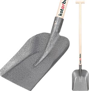 KOTARBAU® Robustná lopata 285 x 230 mm Záhradná lopata pre priemer hriadeľa 38 mm Oceľová lopata na zber sypkého materiálu S DREVENÝM Hriadeľom