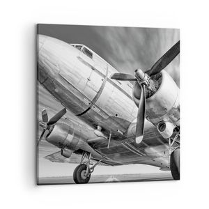 Bild auf Leinwand - Leinwandbild - Einteilig - Flugzeug Retro Flugzeug - 50x50cm - Wand Bild - Wanddeko - Wandbilder - Leinwanddruck - Bilder - Wanddekoration - Leinwand bilder - AC50x50-4952