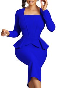 Damen Etuikleider Split Back Bodycon Kleid Outfit Elegantes Midkleid Slim Cocktailkleid Farbe:Königsblau,Größe XL