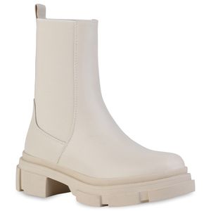 VAN HILL Dámské kotníkové boty na platformě Profilovaná podrážka Slip-on boots 835918, Barva: béžová, Velikost: 40