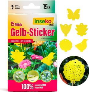 inseko 15x Profi Gelbsticker I Gelbtafeln I Gelbfalle I Fliegenfalle I umweltfreundlich/giftfrei - 1 Packung (552410)
