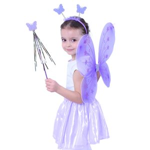 Rappa 218758 Kostüm Verkleidung Zubehör "Schmetterlingselfe" - Flügel, Haarreifen und Zauberstab