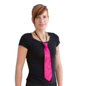 Oblique Unique Krawatte Schlips Pailletten Glitzer - pink