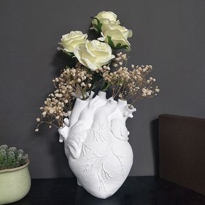 Herzform Harz Blumentopf Weiß Tisch Dekoration Wohnkultur 13x9x17cm Vase