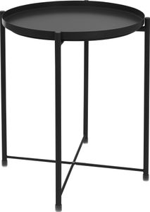 ML-Design Beistelltisch mit abnehmbarem Tablett, Ø 45x52 cm, Schwarz, aus Metall, stabil & standsicher, Couchtisch Wohnzimmertisch Sofatisch Kaffeetisch, für Getränke/Snacks