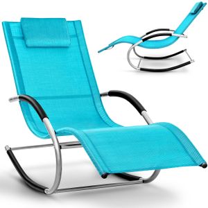 tillvex Relaxliege Blau Gartenliege faltbar | Liegestuhl wetterfest | Schwungliege 150 kg Belastung | Sonnenliege atmungsaktiv