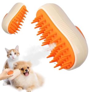 Steamy Brush Katze, Katzenbürste mit Dampf Katze Pflege Bürste, für Katzen und Hunde Haustier, zum Entfernen von verfilztem und losem Haar, beige