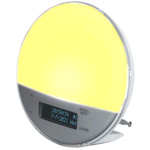 Miraval Lichtwecker DAB+ FM Radiowecker Sonnenaufgangssimulation 20 Stufen USB Port 7 Farben Sleeptimer Leuchtwecker Tageslichtwecker Kinderwecker