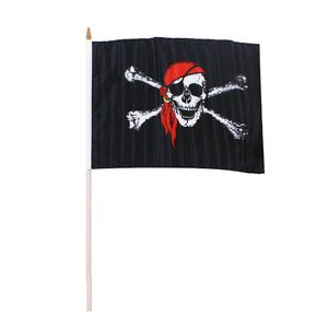 Pirátska vlajka Vlajka 47 x 30 cm - dĺžka žrde približne 62 cm