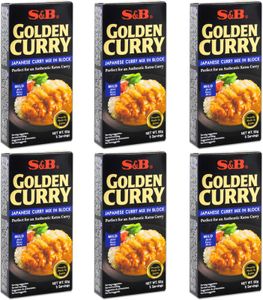 6er-Pack S&B GOLDEN CURRY Japanisches Curry Mix Würfel Mild (6x 92g) Katsu Curry