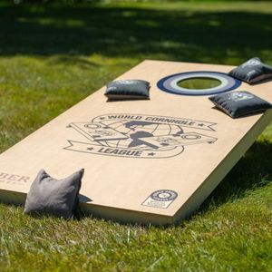 World Cornhole League – 90 x 60 cm großes Doppelbrett-Set - 100% Holz - 16 Bean Bags - Profi  Spitzenqualität