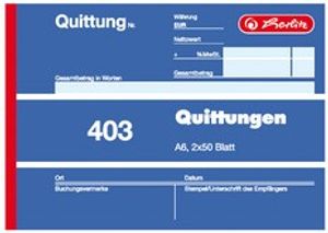 Herlitz Formularbuch "Quittung 403" DIN A6 2 x 50 Blatt