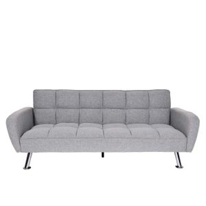 Sofa MCW-K19, Couch Schlafsofa Gästebett Bettsofa Klappsofa, Nosagfederung Schlaffunktion 203cm  Stoff/Textil hellgrau