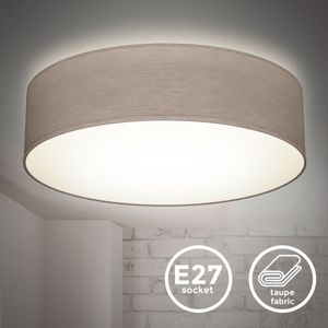 Deckenlampe Stoff Textilschirm Wohnzimmer Deckenlampe Schlafzimmer taupe 2xE27