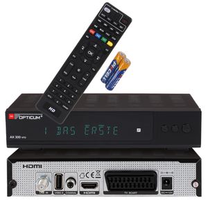 RED OPTICUM AX 300 VFD Sat Receiver mit PVR I Digitaler Satelliten-Receiver HD mit alphanumerischem Display - DVB-S2 - HDMI - SCART - USB 2.0 - Coaxial Audio I 12V Netzteil ideal für Camping