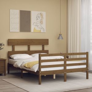 Maison Exclusive Rám postele s čMaison Exclusive medově hnědý 140 x 200 cm masivní dřevo