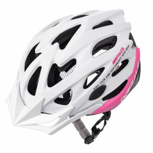 meteor Drizzle kask rowerowy mężczyźni kobiety dzieci kask MTB kask rolkowy L 58-61 cm biały/różowy