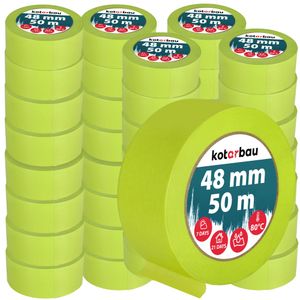 KOTARBAU® 48er Set Neon Malerkrepp 50 m Kreppband  48mm Malerband Abklebeband Maler Klebeband Maler Zubehör Fluoreszierendes Grün Kreppapier Malerbedarf