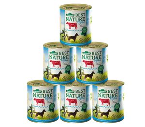 Dehner Best Nature Hundefutter Light, Nassfutter fettreduziert, für übergewichtige Hunde, Rind / Zucchini, 6 x 800 g Dose (4.8 kg)