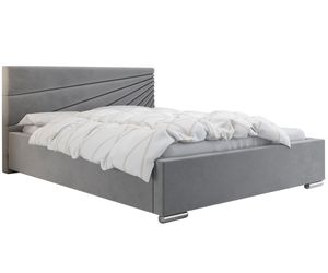 GRAINGOLD Doppelbett mit Kopfteil 120x200 cm Role - Bett mit Lattenrost und Bettkasten - Grau