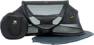 DERYAN Baby Luxe Reisebett – Inklusive selbst aufblasbarer Matratze - Schwarz