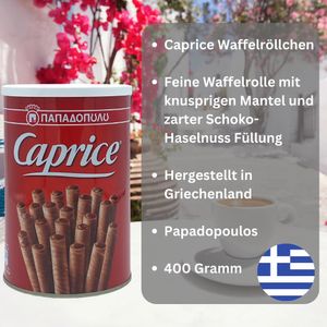 Caprice Waffelröllchen Schoko 2x 400g aus Griechenland | Griechisches Gebäck