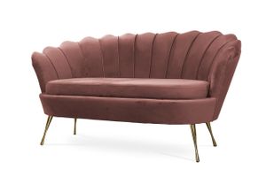 Bettso Elegant klassisch Muschelsofa Schalensofa Sofa Shell Muschel Couch auf Metallbeinen für Wohnzimmer Rosa Dunkelrosa