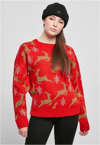 Dámský svetr Urban Classics Ladies Oversized Christmas Sweater red/gold - 3XL