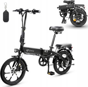 Elektrický bicykel DYU A1F PRO E, 16-palcový elektrický skladací bicykel s indikátorom batérie, diaľkový štart, 3 jazdné režimy, nočné svetlá, asistent pedálov