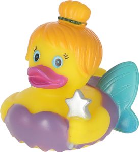 Badeente Fee H8cm PVC gelb bunt Ente Schnabel Badespielzeug Quietscheente Geschenk Zauberente Badewanne
