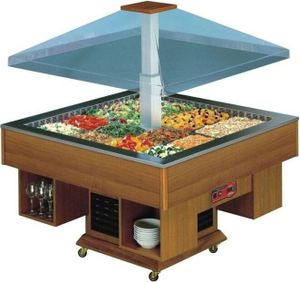 KBS Salatbar  Holz laminiert Nussbaum hell GN 1/1 1400x1400x1652 mm