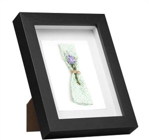 EUGAD Bilderrahmen Fotogalerie Holzrahmen mit Papier-Passepartout Glasscheibe 3D Objektrahmen Schwarz, 40x40 cm