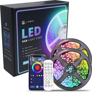 Lideka® LED-Streifen 20m (2x10) RGB, App Steuerung WLAN mit Alexa und Google Assistant und Fernbedienung, 360x SMD 5050 LEDs, LED Strip Lichterkette