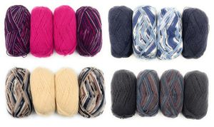 200g (4x50g) Sockenwolle inkl. Nadelspiel 75% Schurwolle Handstrickgarn Strick, Farbe:Beige-blau