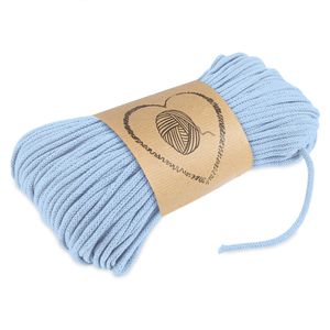 Kordel baumwolle Baumwollkordel 5 mm - Baumwollgarn Baumwollschnur Schnur NATUR GARN deko für makramee 100 Meter HIMMELBLAU
