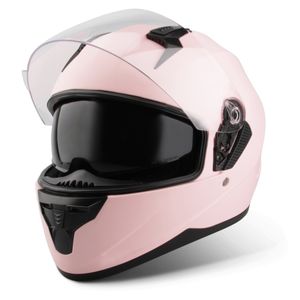 VINZ Kennet Integralhelm mit Sonnenblende | Motorrad Helm Vollvisierhelm Mopedhelm ECE 22.06  | Motorradhelm Full-Face Helme | für Damen | In Gr. XS-XXL - Matt Rosa | M