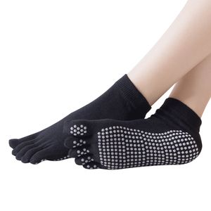 Yoga-Socken für Damen und Herren – rutschfester, rutschfester Griff für Yoga, Barre, Pilates, Tanz, Ballett(Schwarz, alle Finger)