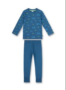 Sanetta Jungen Schlafanzug - Nachtwäsche, Pyjama, lang, Baumwolle, Autos Blau 128