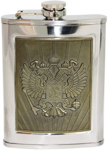 Flachmann Bronze Wappen Russland 230 ml aus Edelstahl