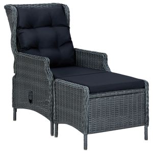 vidaXL Nastavitelná zahradní židle s podnožkou Poly ratan Dark Grey