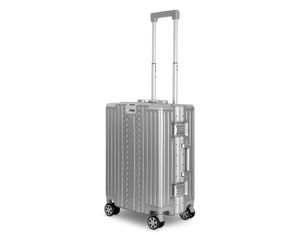 WINLIFE® 53cm Reisekoffer Größe M – Hartschale, Aluminiumrahmen, TSA-Zahlenschloss, 4 Rollen, Leichtgewicht Trolley, Handgepäck Koffer Silber