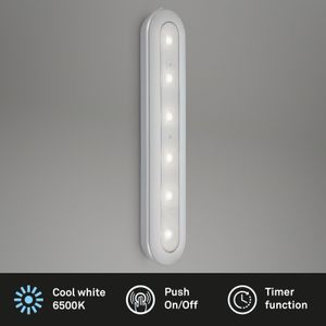 LED Push-Light BRILONER LEUCHTEN ROW, 1,5 W, 133 lm, IP20, silberfarbig, Kunststoff, 30,5 x 6,3 x 2,6 cm