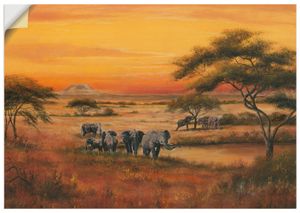 ARTland Wandbild, selbstklebend Afrika Elefanten Größe: 100x70 cm