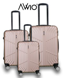 Reisekoffer ABS Trolley Koffer Hartschalenkoffer Set | M-L-XL Set | in 5 verschiedenen Farben mit Zwillingsrollen | von Avvio | Farbe: GOLD