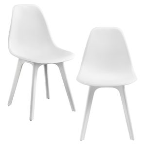 [en.casa] 2x Design Stühle Weiß Esszimmer Stuhl Kunststoff im Skandinavischem Stil