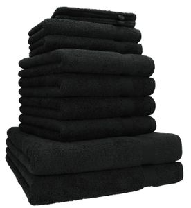 Betz 10er Handtuch-Set PREMIUM 100% Baumwolle  Farbe - schwarz
