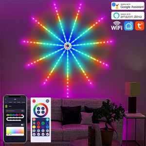 Feuerwerk LED Streifen RGBIC Farbwechsel Musik-Sync Starburst Lichter für Gaming Weihnachten Party Wand Deko, Kompatibel mit Alexa Google Assistant, 100cm